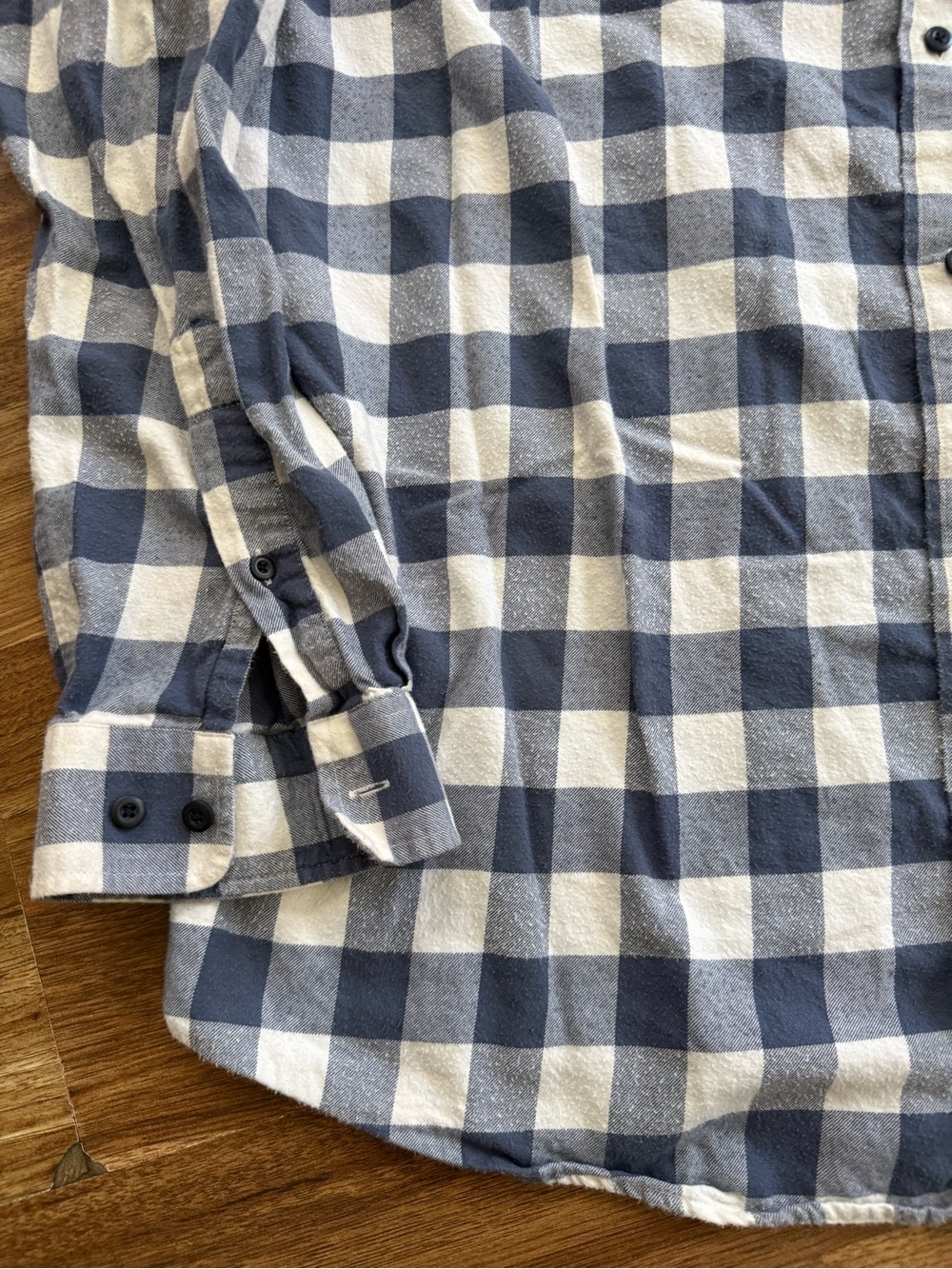 L.L.Bean Blue and White Plaid Button-Up Shirt - Picture 3 of 7